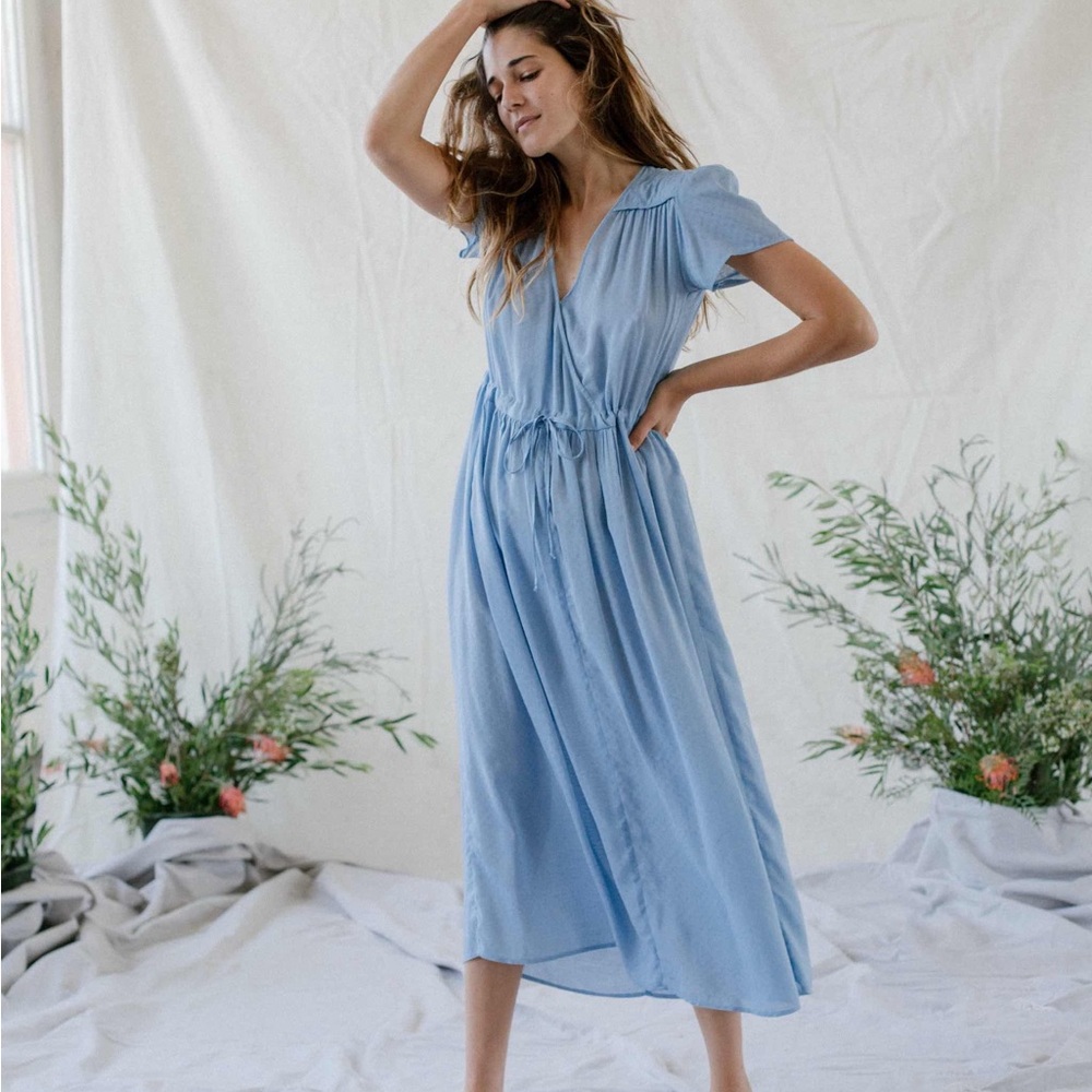 Christy Dawn Dawn Dress Size Small Pale Sky Blue Basketweave